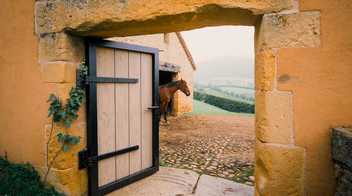 Entrée, Écurie d'Ébrilla, centre équestre à Colombier-le-Vieux
