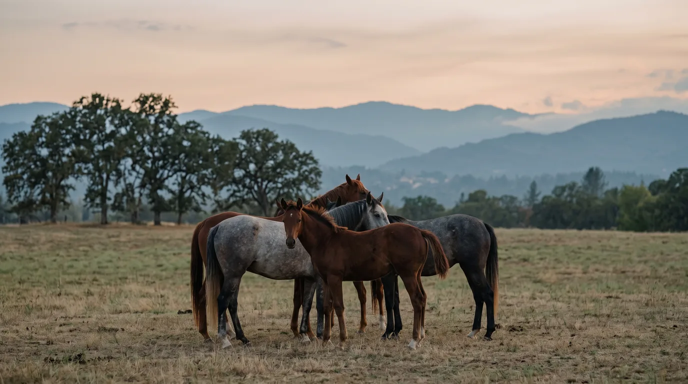 Chevaux en liberté, Écurie d'Ébrilla, Ardèche